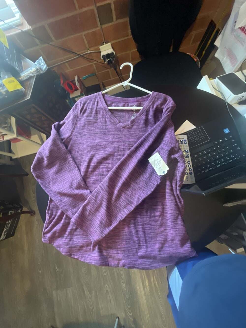 St. John's Bay Classic V-Neck Size XL Purple Long Sleeve Top
